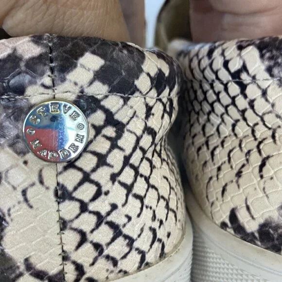 Steve Madden Gills Womens 8M Snake Print Platform Slip on Sneakers Leather Shoes - Picture 14 of 16